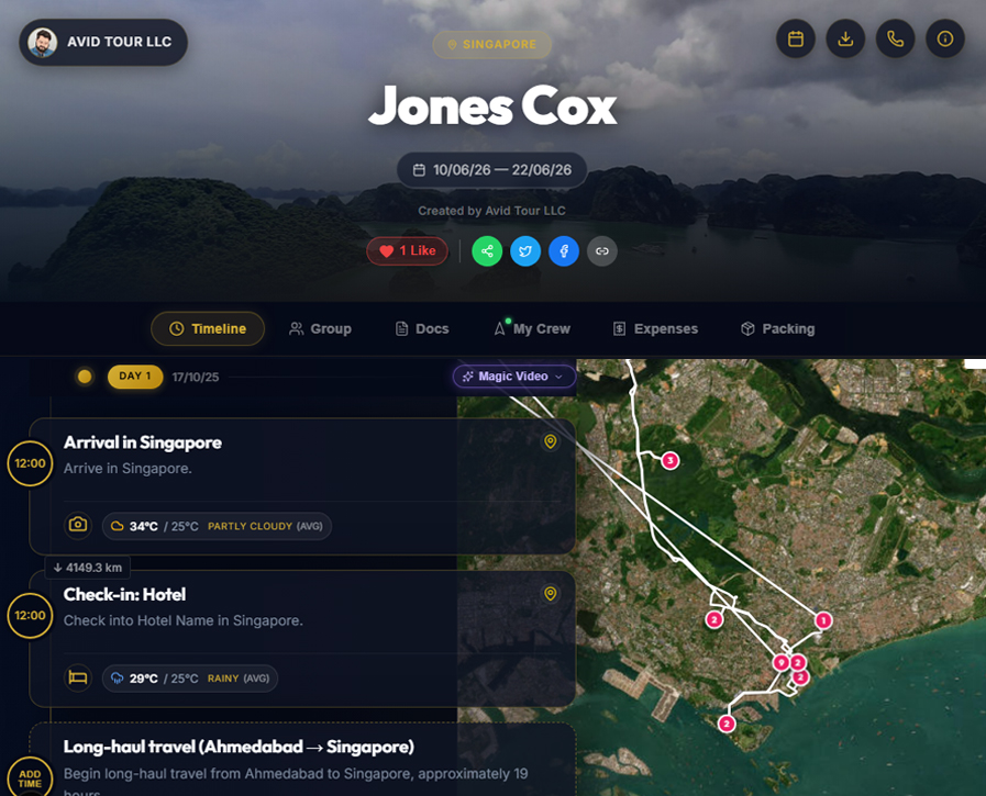 Shareable Itinerary Link